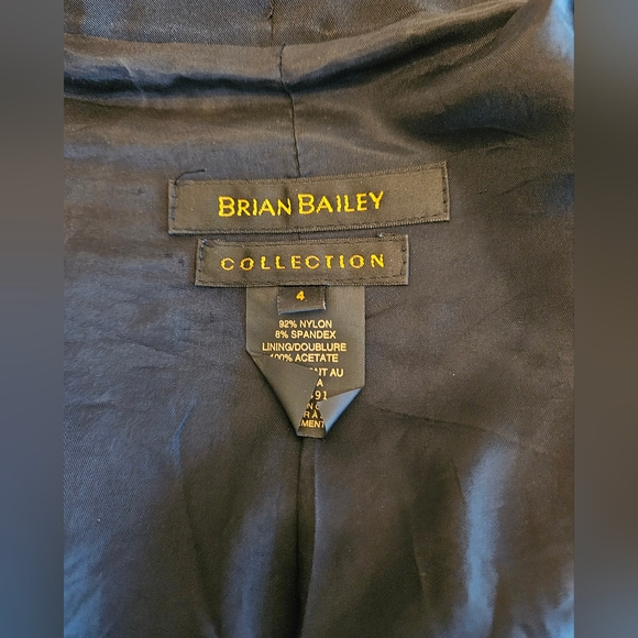 Size 4 Brian Bailey (for Holt Renfrew) Fitted Black Suit with Pencil Skirt - Picture 13 of 16